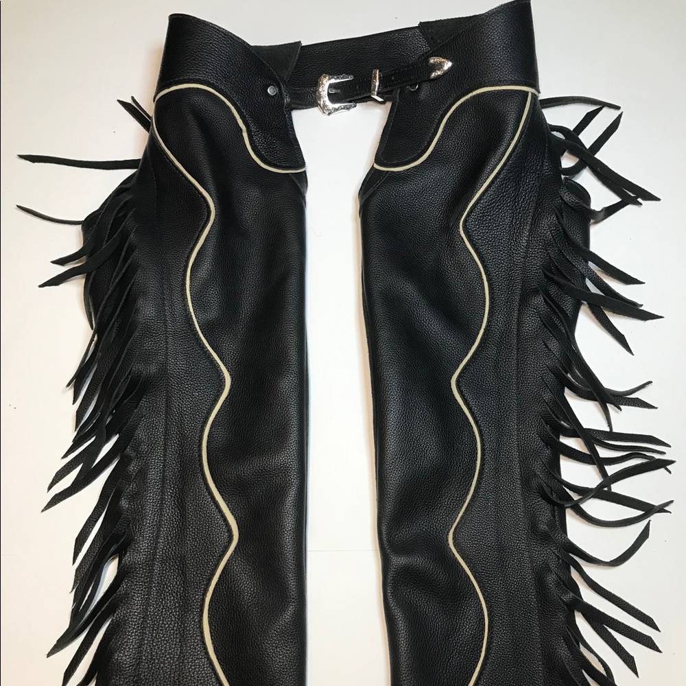 Custom Made Leather Fringed Chaps Small NWOT